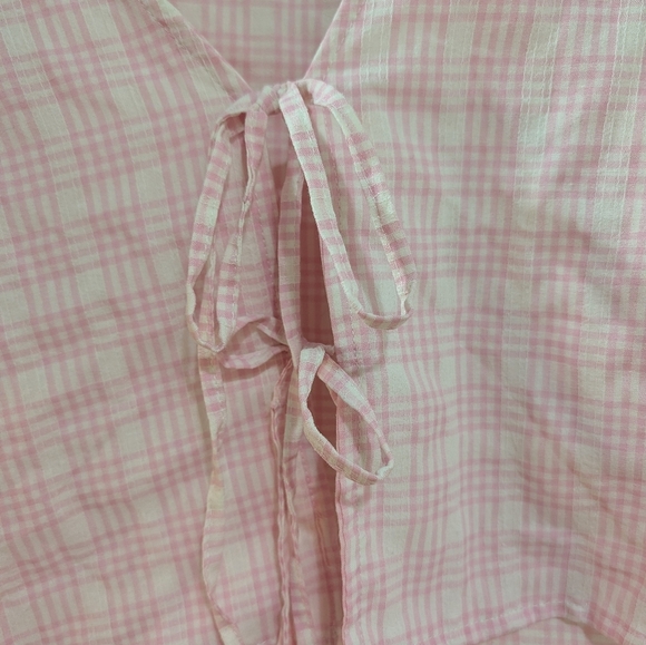 Petal And Pup Puff Sleeve Pink Blouse Medium Gingham Feminine - Picture 4 of 5